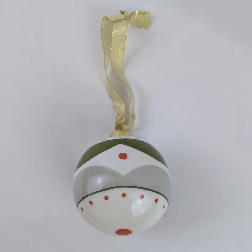 Spode Kit Kemp Ornament Geo Bauble Bone China Geometric Design White Green NWT - Picture 8 of 12